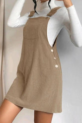 Corduroy Button Strap Dress